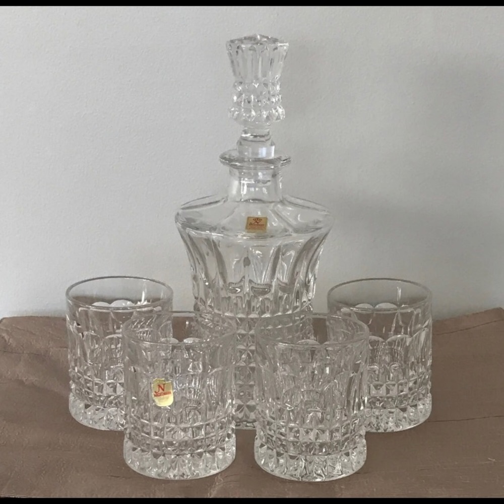Vintage Nachtmann Crystal Decanter & 4 Glasses